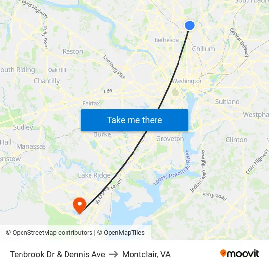 Tenbrook Dr & Dennis Ave to Montclair, VA map