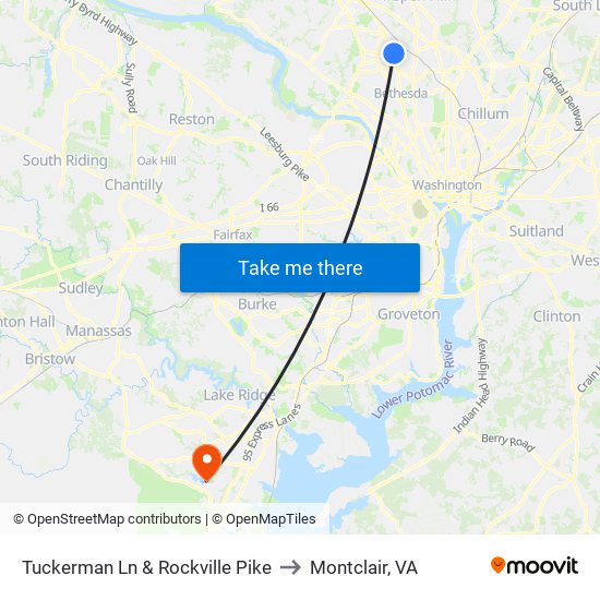 Tuckerman Ln & Rockville Pike to Montclair, VA map