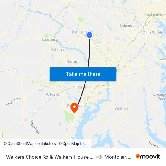 Walkers Choice Rd & Walkers House Rd to Montclair, VA map