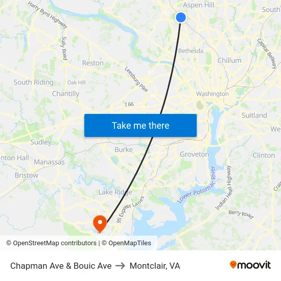 Chapman Ave & Bouic Ave to Montclair, VA map