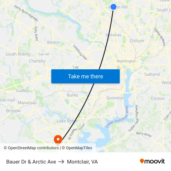 Bauer Dr & Arctic Ave to Montclair, VA map