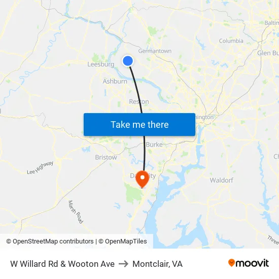 W Willard Rd & Wooton Ave to Montclair, VA map
