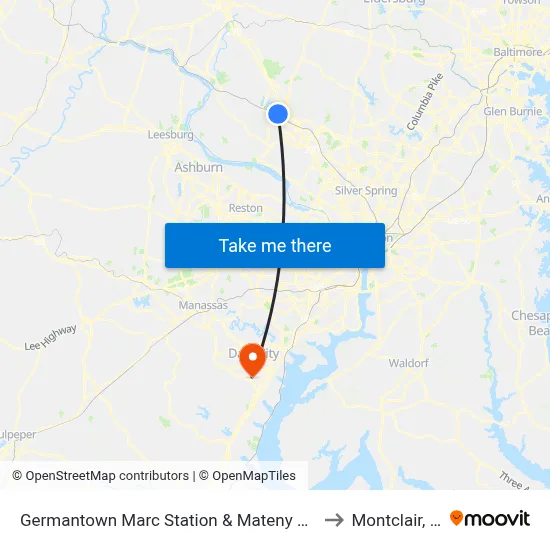 Germantown Marc Station & Mateny Hill Rd to Montclair, VA map