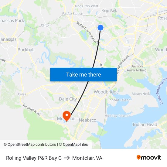 Rolling Valley P&R Bay C to Montclair, VA map