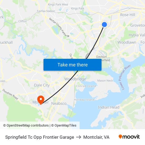 Springfield Tc Opp Frontier Garage to Montclair, VA map