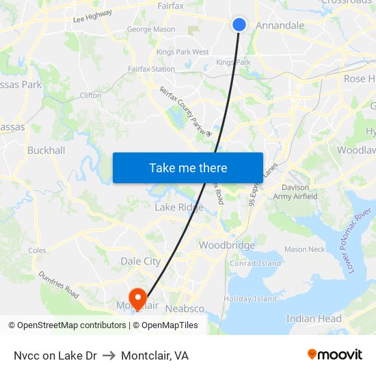 Nvcc on Lake Dr to Montclair, VA map