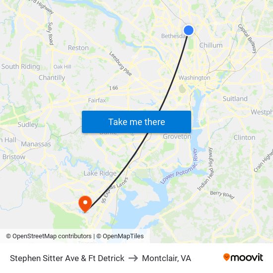 Stephen Sitter Ave & Ft Detrick to Montclair, VA map