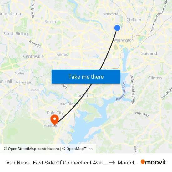Van Ness - East Side Of Connecticut Ave. North Of Veazy St. NW to Montclair, VA map