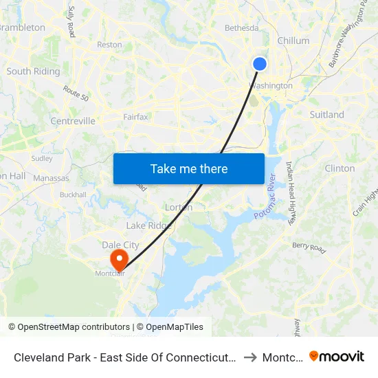 Cleveland Park - East Side Of Connecticut Ave., North Of Ordway St. NW to Montclair, VA map