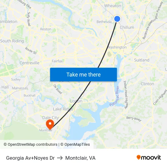 Georgia Av+Noyes Dr to Montclair, VA map