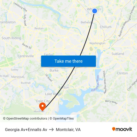 Georgia Av+Ennalls Av to Montclair, VA map