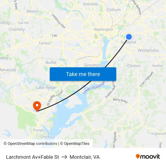 Larchmont Av+Fable St to Montclair, VA map