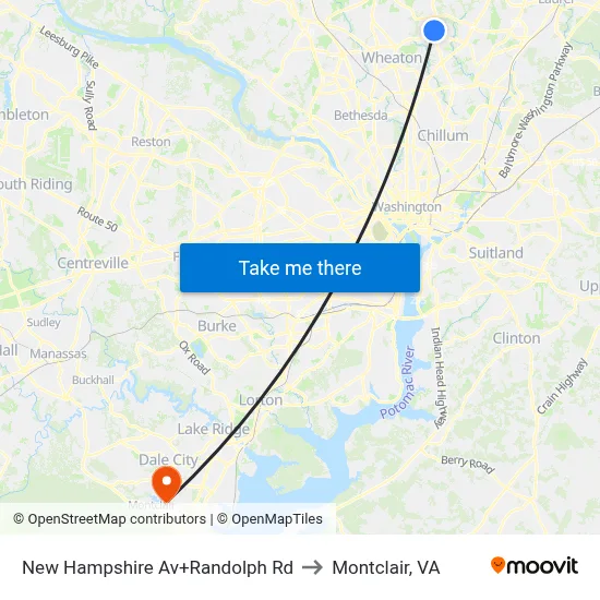 New Hampshire Av+Randolph Rd to Montclair, VA map