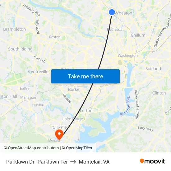 Parklawn Dr+Parklawn Ter to Montclair, VA map