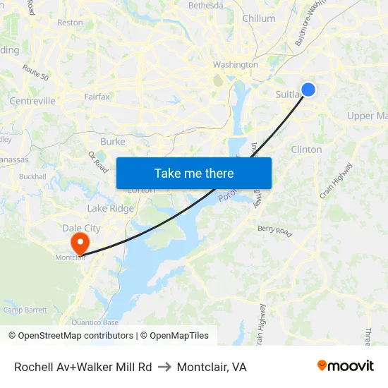 Rochell Av+Walker Mill Rd to Montclair, VA map