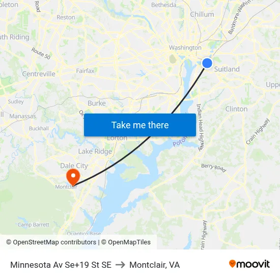 Minnesota Av Se+19 St SE to Montclair, VA map