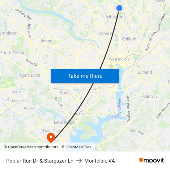 Poplar Run Dr & Stargazer Ln to Montclair, VA map