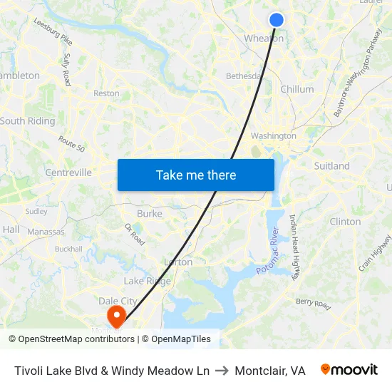 Tivoli Lake Blvd & Windy Meadow Ln to Montclair, VA map