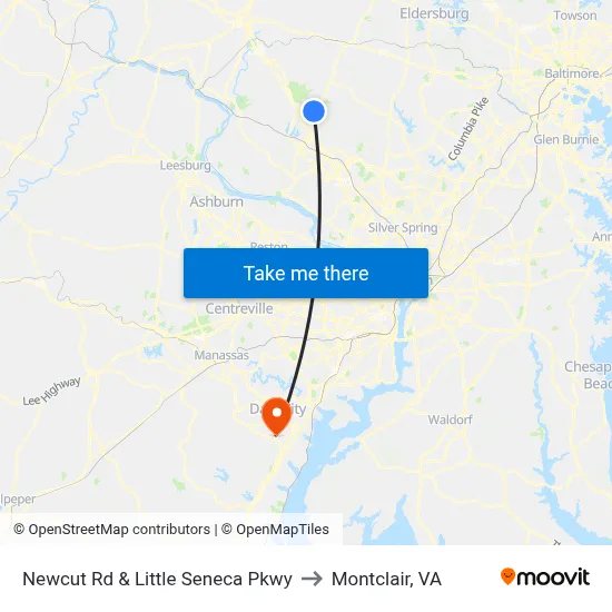 Newcut Rd & Little Seneca Pkwy to Montclair, VA map