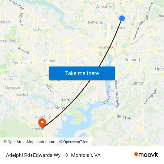Adelphi Rd+Edwards Wy to Montclair, VA map