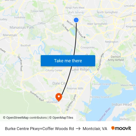 Burke Centre Pkwy+Coffer Woods Rd to Montclair, VA map