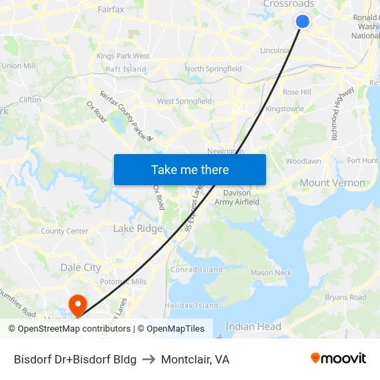 Bisdorf Dr+Bisdorf Bldg to Montclair, VA map