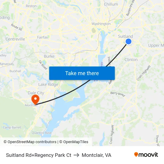 Suitland Rd+Regency Park Ct to Montclair, VA map