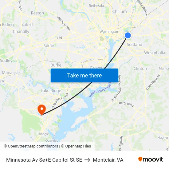 Minnesota Av Se+E Capitol St SE to Montclair, VA map