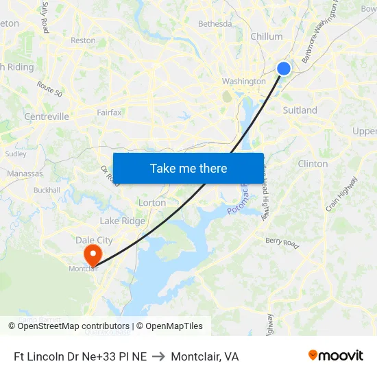 Ft Lincoln Dr Ne+33 Pl NE to Montclair, VA map