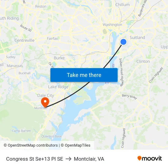 Congress St Se+13 Pl SE to Montclair, VA map