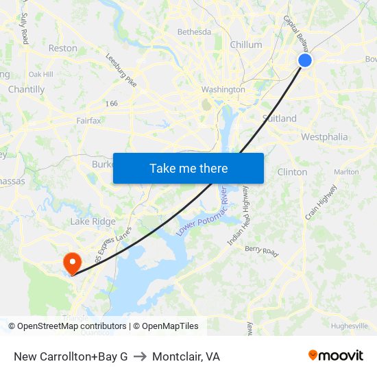 New Carrollton+Bay G to Montclair, VA map