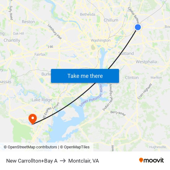 New Carrollton+Bus Bay A to Montclair, VA map