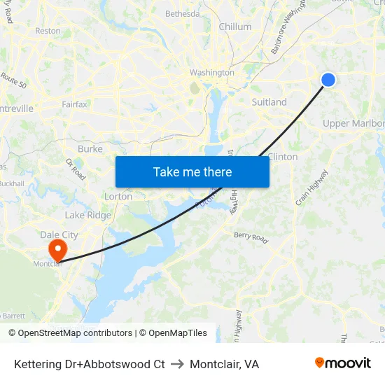 Kettering Dr+Abbotswood Ct to Montclair, VA map