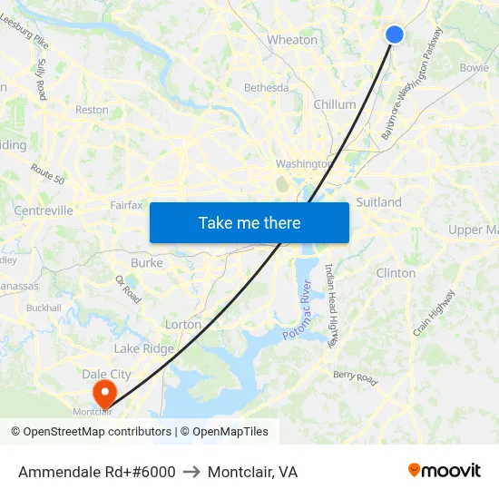 Ammendale Rd+#6000 to Montclair, VA map