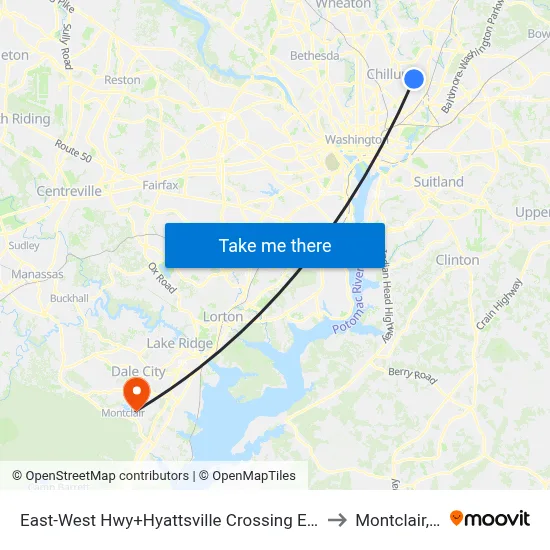 East-West Hwy+Hyattsville Crossing Entrance to Montclair, VA map