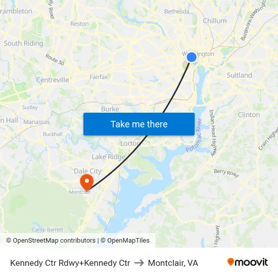 Kennedy Ctr Rdwy+Kennedy Ctr to Montclair, VA map