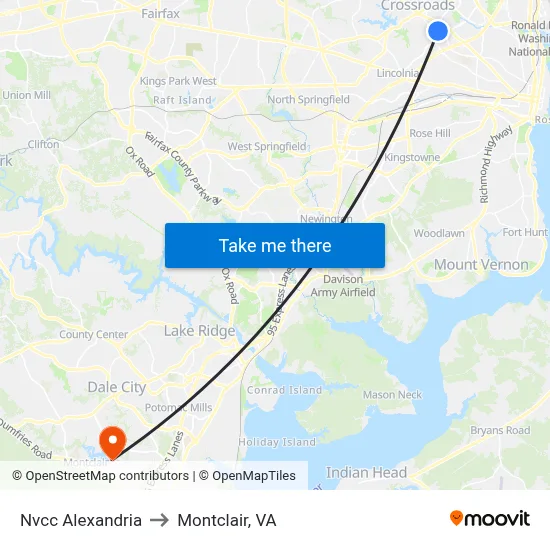 Nvcc Alexandria to Montclair, VA map