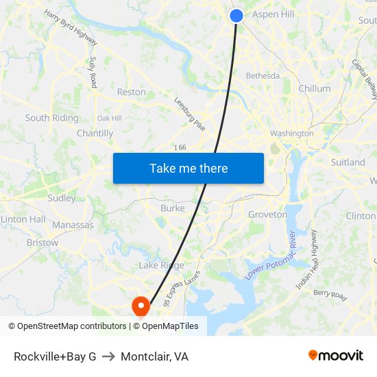 Rockville+Bay G to Montclair, VA map