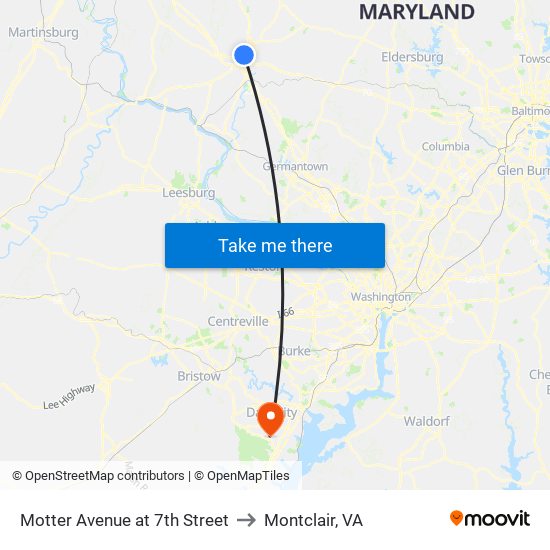 Motter Avenue at 7th Street to Montclair, VA map