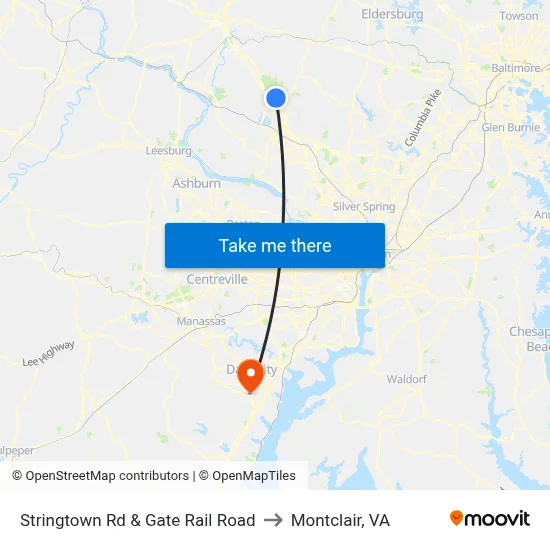 Stringtown Rd & Gate Rail Road to Montclair, VA map