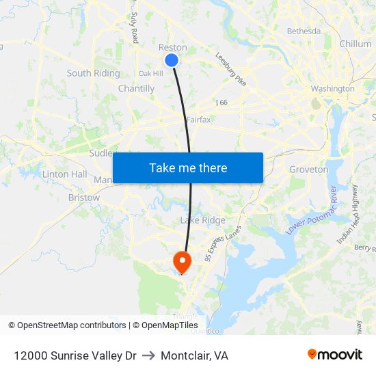 12000 Sunrise Valley Dr to Montclair, VA map