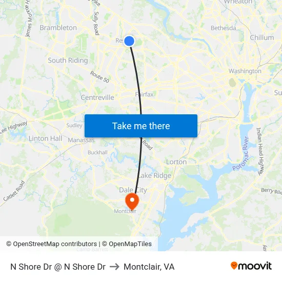 N Shore Dr @ N Shore Dr to Montclair, VA map