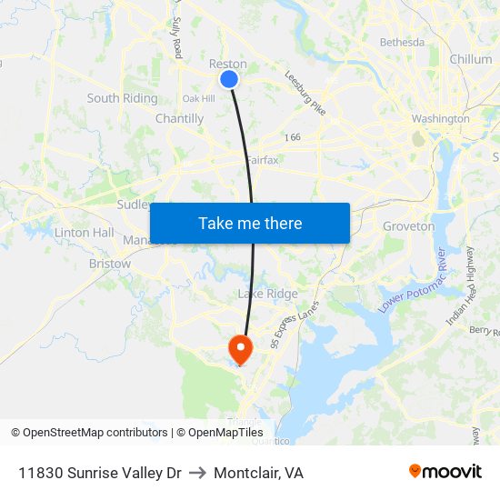 11830 Sunrise Valley Dr to Montclair, VA map