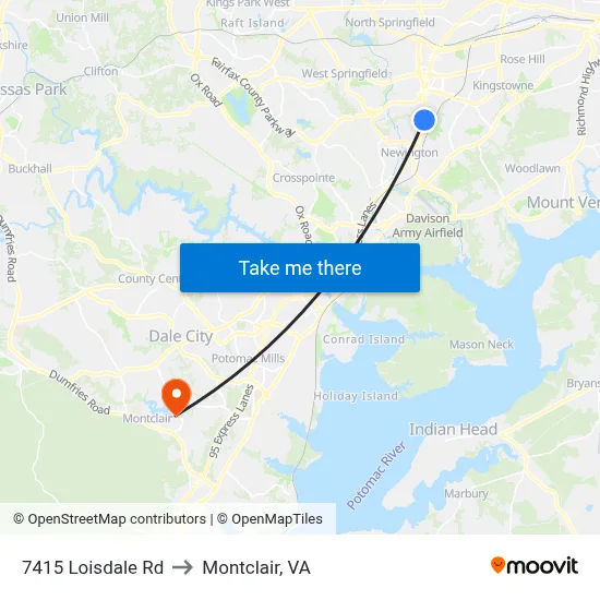 7415 Loisdale Rd to Montclair, VA map