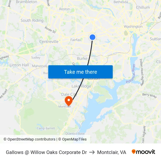 Gallows @ Willow Oaks Corporate Dr to Montclair, VA map