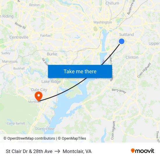 St Clair Dr & 28th Ave to Montclair, VA map