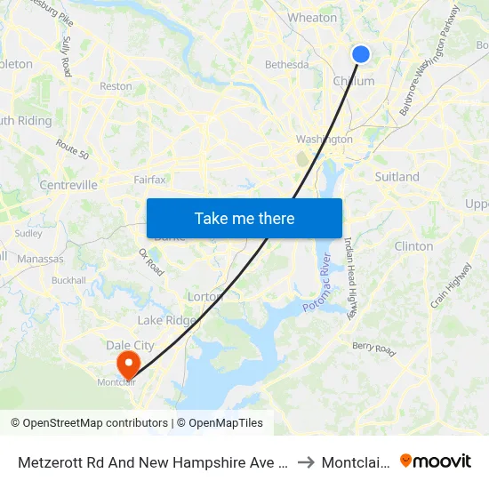 Metzerott Rd And New Hampshire Ave (Outbound) to Montclair, VA map
