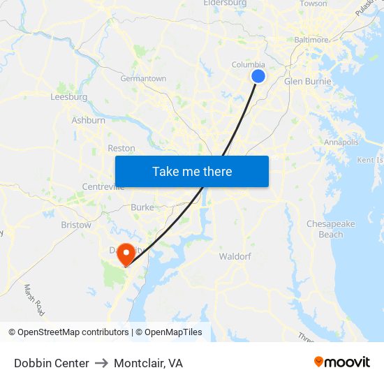 Dobbin Center to Montclair, VA map