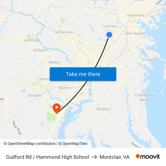 Guilford Rd / Hammond High School to Montclair, VA map