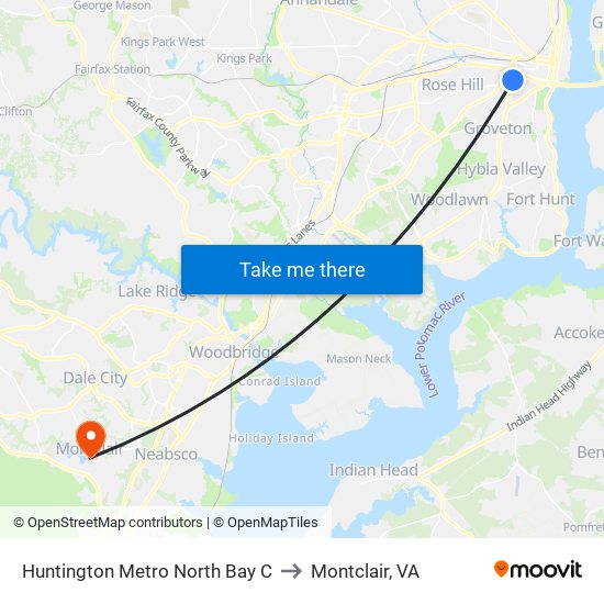 Huntington Metro North Bay C to Montclair, VA map